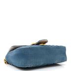 Denim Matelasse Mini Pearly GG Marmont Shoulder Bag Blue