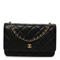 Caviar Quilted Wallet on Chain WOC Black