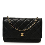 Caviar Quilted Wallet on Chain WOC Black
