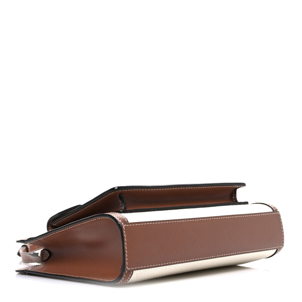 Canvas Smooth Calfskin Two Tone Mini Pocket Bag Natural Malt Brown