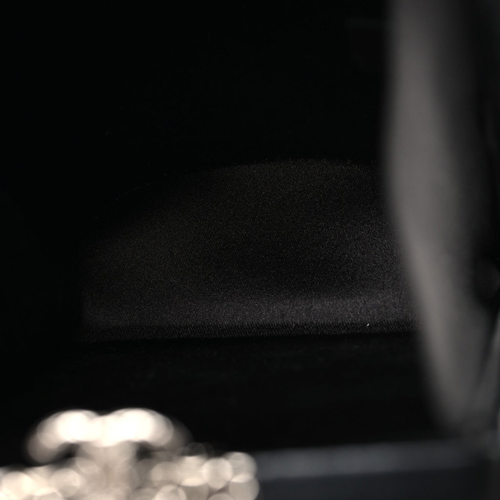 Crystal Calfskin Minaudiere Clutch Black