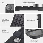 Keydial Mini Wireless Bluetooth Keyboard with Dial for Drawing Tablets, PC, MacBook, Surface Pro, and Laptops