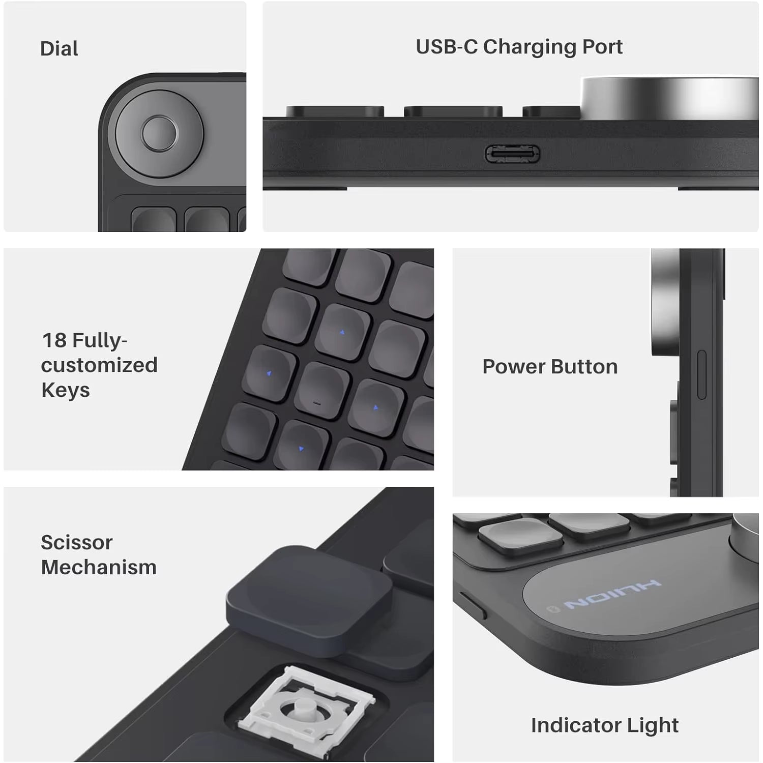 Keydial Mini Wireless Bluetooth Keyboard with Dial for Drawing Tablets, PC, MacBook, Surface Pro, and Laptops
