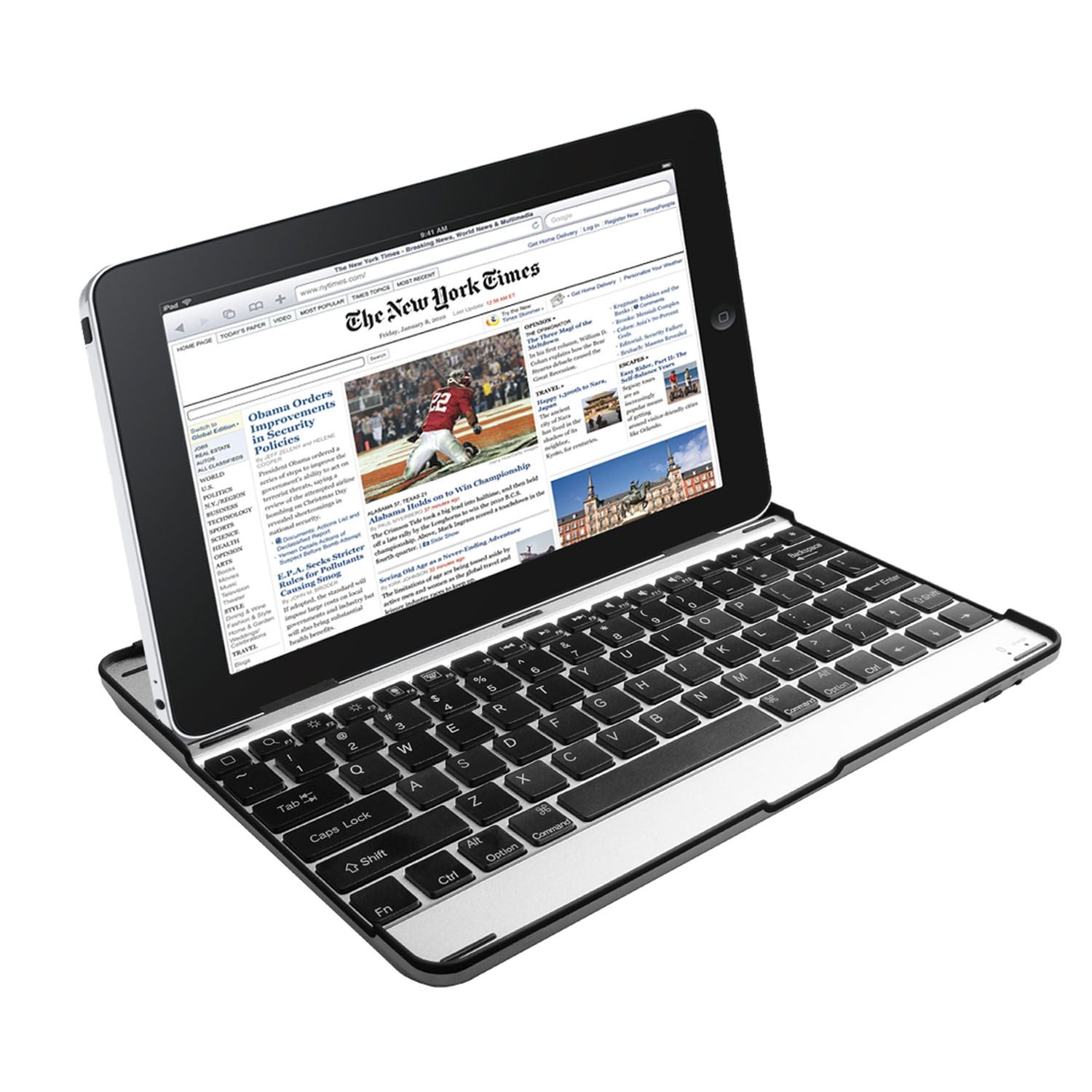 Silver and black aluminum alloy Wireless keyboard tablet cover