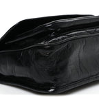Crinkled Calfskin Matelasse Monogram Baby Niki Chain Satchel Black