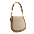 Canvas Calfskin Mini Voltaire Top Handle Bag Natural Tan