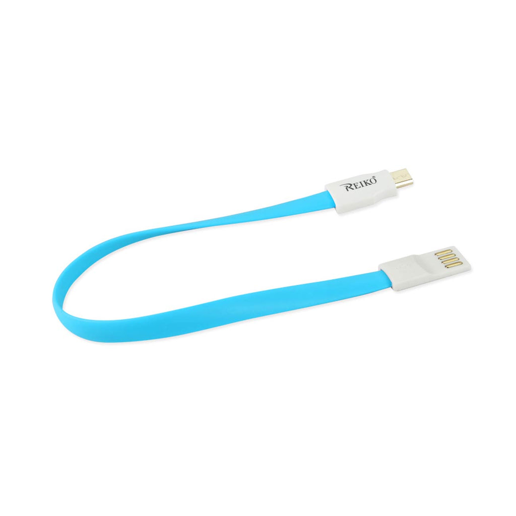Reiko Flat Magnetic Gold Plated Micro Usb Data Cable 0.7 Foot In Blue