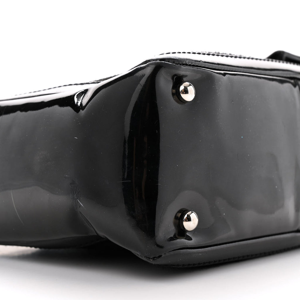 Patent Pony Hair Small Pocket Tote Black