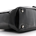 Patent Pony Hair Small Pocket Tote Black