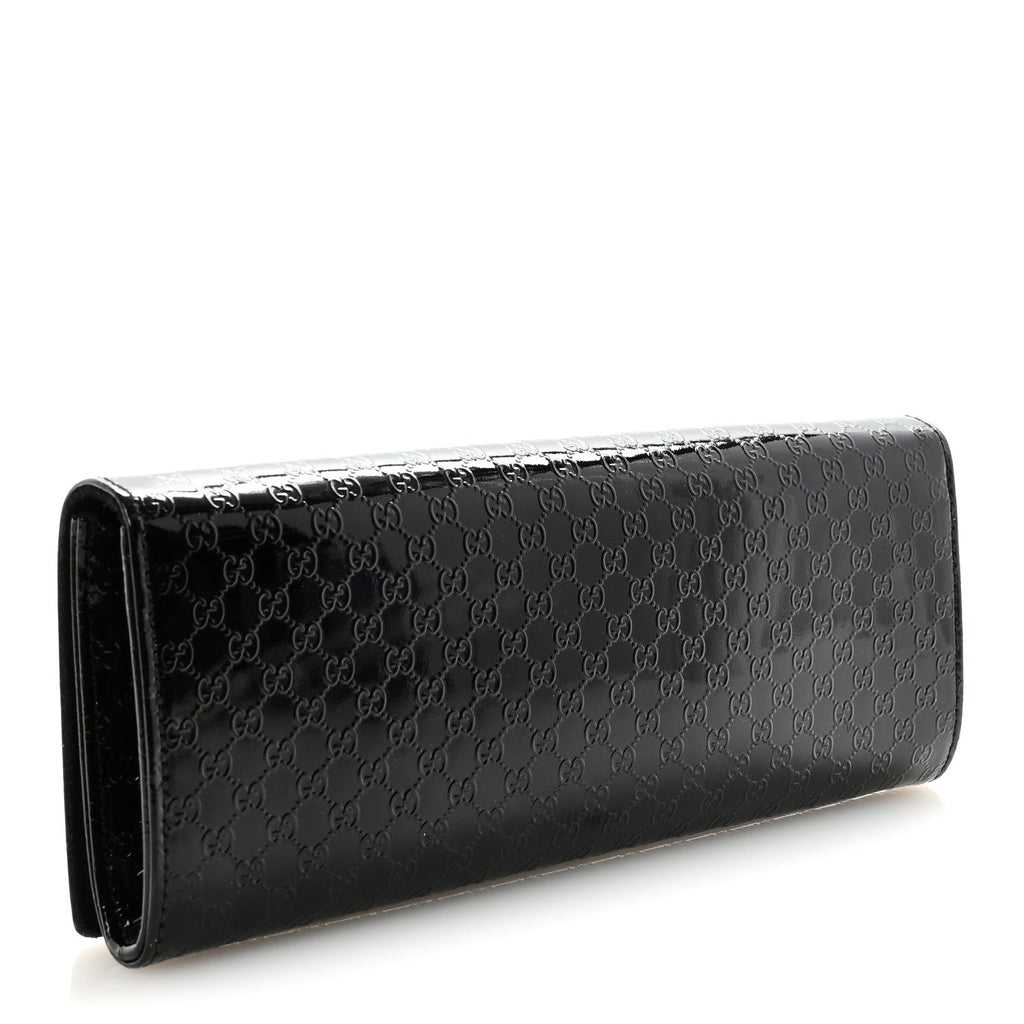 Patent Microguccissima Small Broadway Clutch Black
