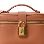 Grained Calfskin Low Key Vanity Pouch Cognac