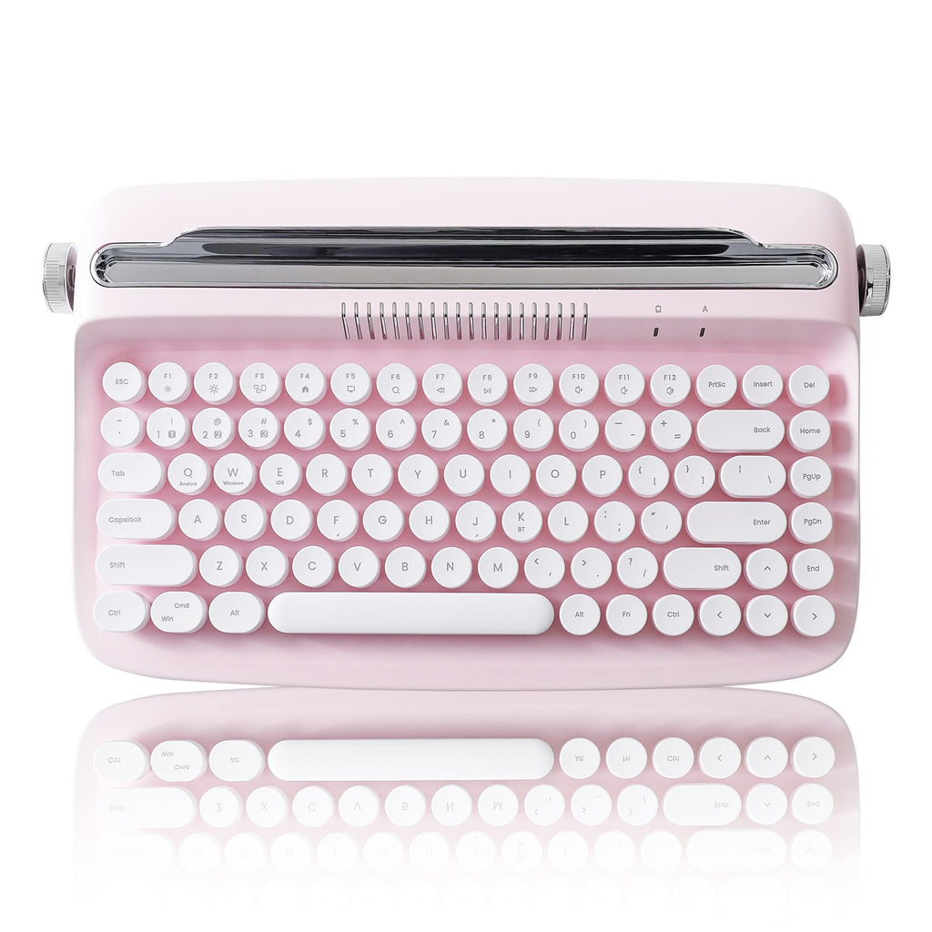 ACTTO B303 Wireless Keyboard, Retro Bluetooth Aesthetic Typewriter Style Keyboard with Integrated Stand for Multi-Device