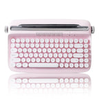 ACTTO B303 Wireless Keyboard, Retro Bluetooth Aesthetic Typewriter Style Keyboard with Integrated Stand for Multi-Device