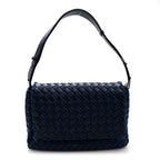 Denim Nappa Intrecciato Padded Messenger Abyss Indigo