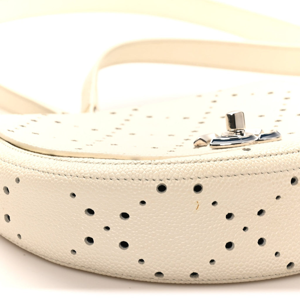 Caviar Perforated Messenger Bag White