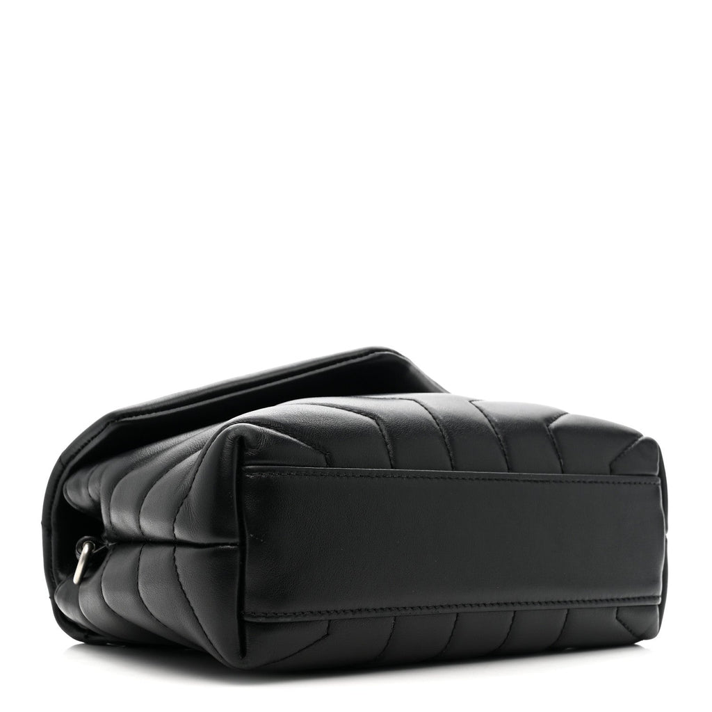 Calfskin Y Quilted Monogram Toy Loulou Crossbody Bag Black