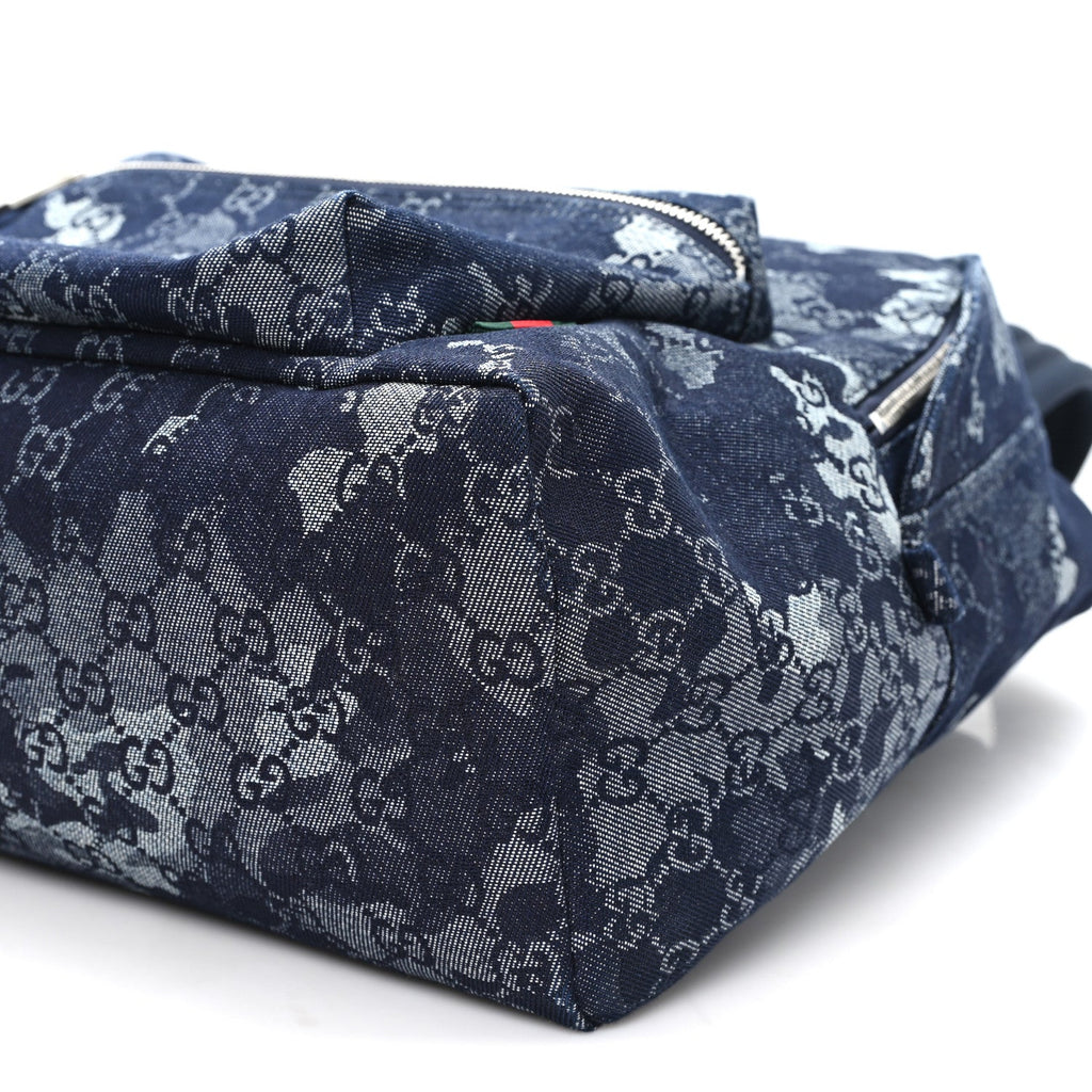 Denim Monogram Camouflage Large Backpack Blue