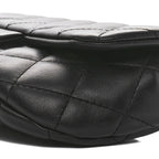 Calfskin Quilted CC Uniform Flap Belt Bag Black