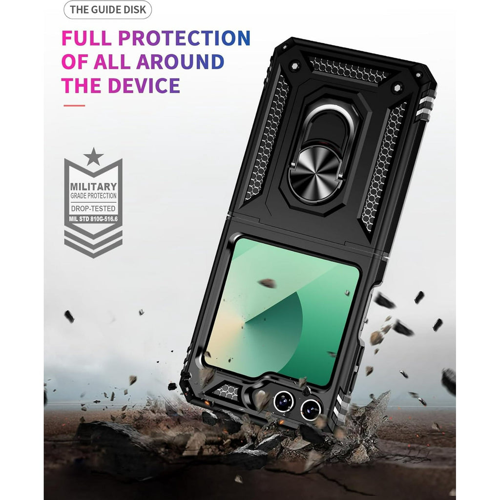 Entronix Case Compatible with Galaxy Z Flip 6 - Dual-Layer Guard Gripstand