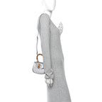 Boarded Dyana Lux Calfskin Mini Bamboo 1947 Top Handle Bag Silver