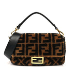 Shearling Vitello Dolce Macro FF 1974 Baguette Tobacco Black