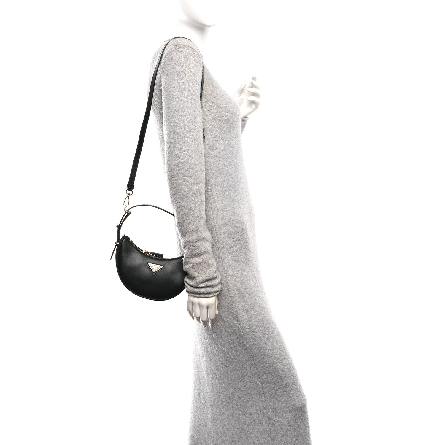 Soft Calfskin Mini Arque Shoulder Bag Black