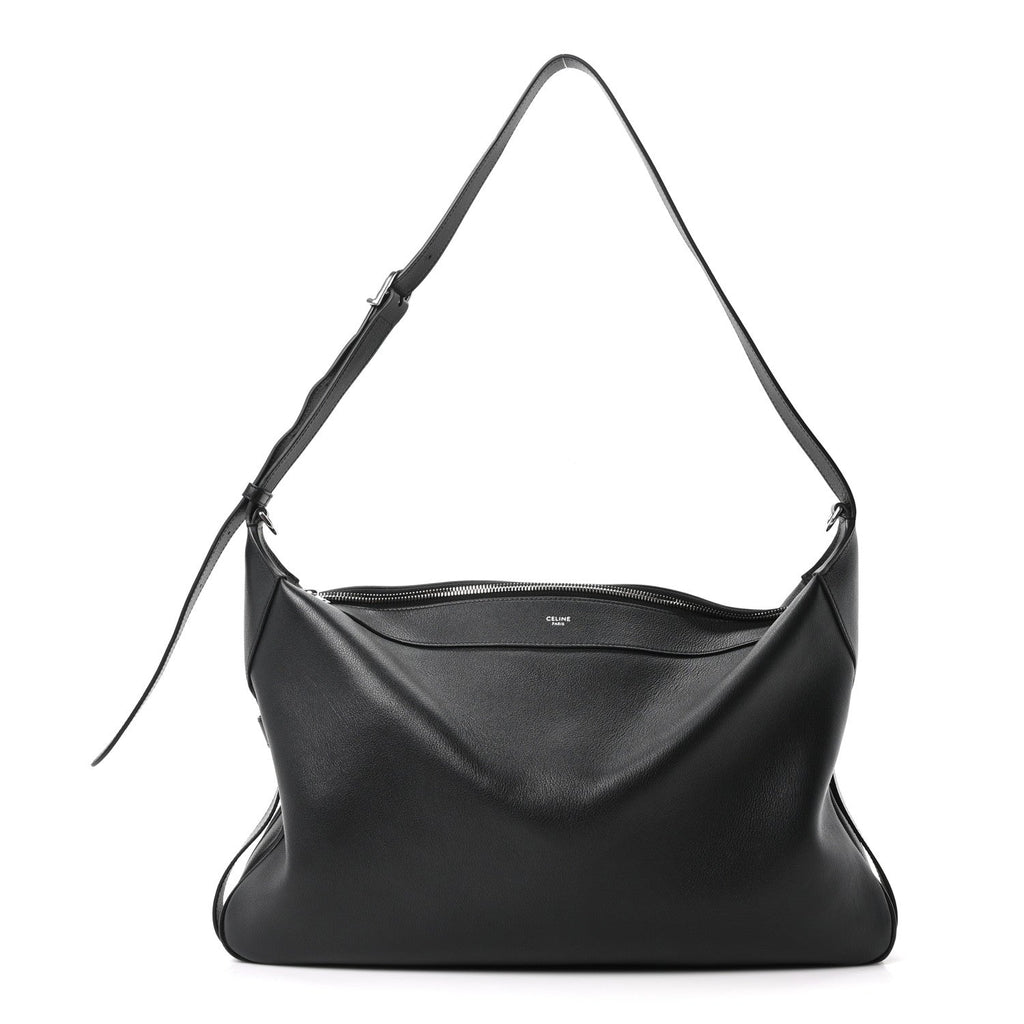 Supple Calfskin Large Romy Shoulder Bag Black