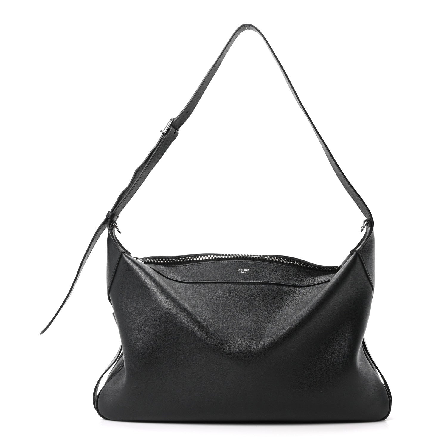 Supple Calfskin Large Romy Shoulder Bag Black