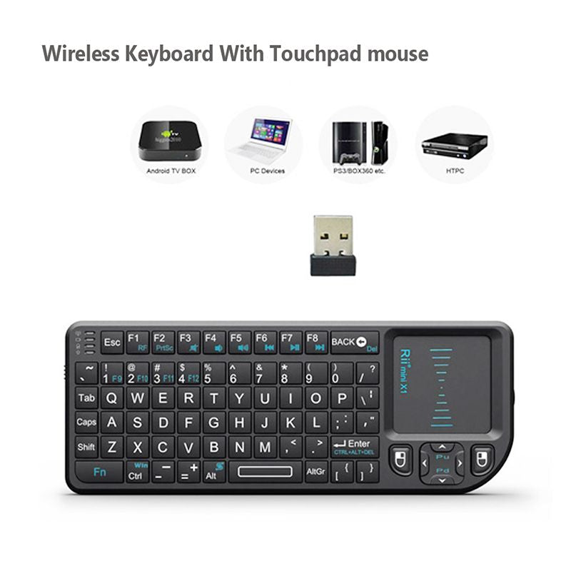 2.4G Mini Wireless Keyboard with Touchpad Mouse, Lightweight Portable Wireless Keyboard Controller with USB Receiver Remote Control for Windows/Mac/Android/PC/Tablet/TV/Xbox/PS3