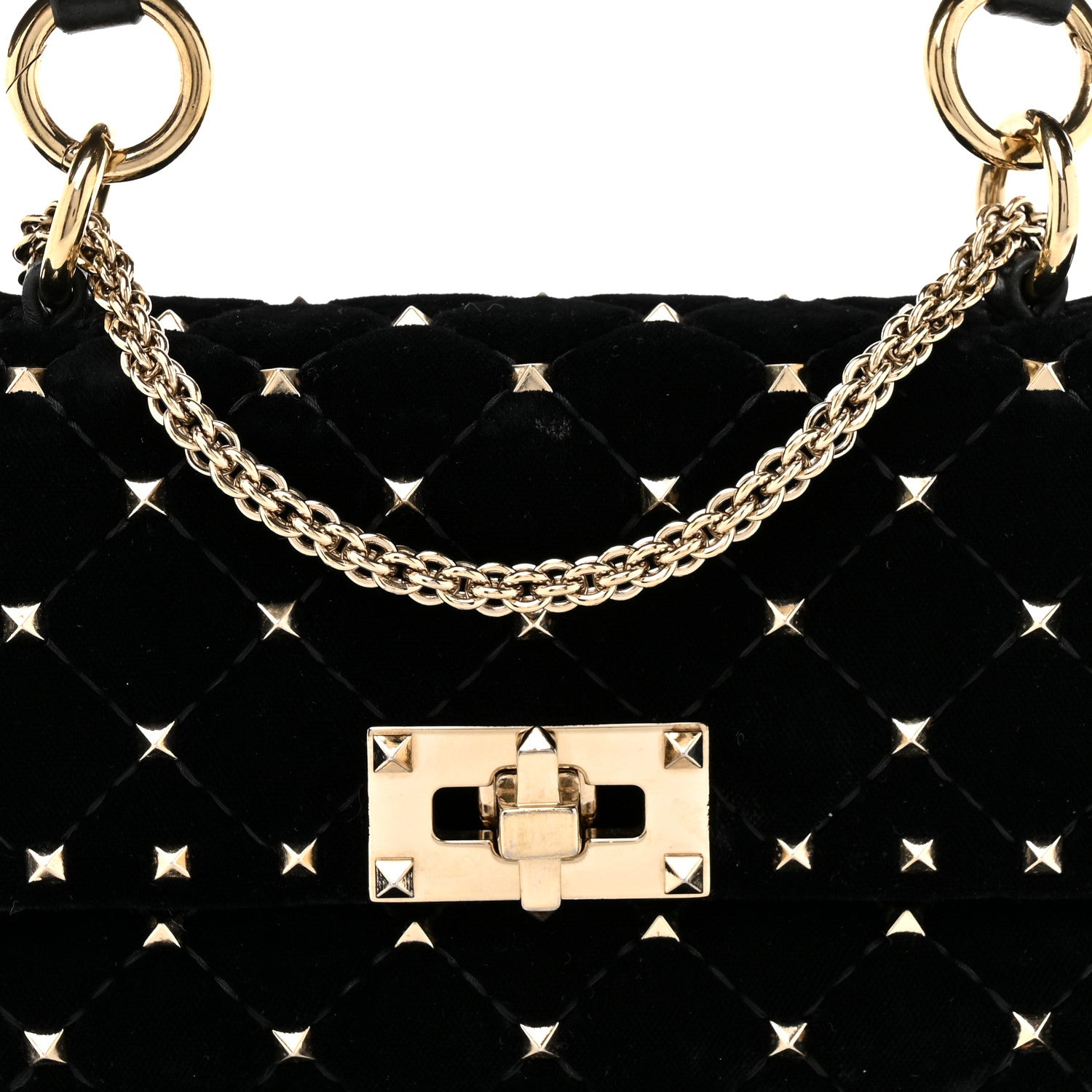 Velvet Small Rockstud Spike Shoulder Bag Black