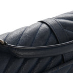 Sheepskin Matelasse Chevron Monogram Medium College Bag Navy