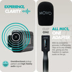 Movo WMX-2 Wireless Lav Mic System with Mic Handle