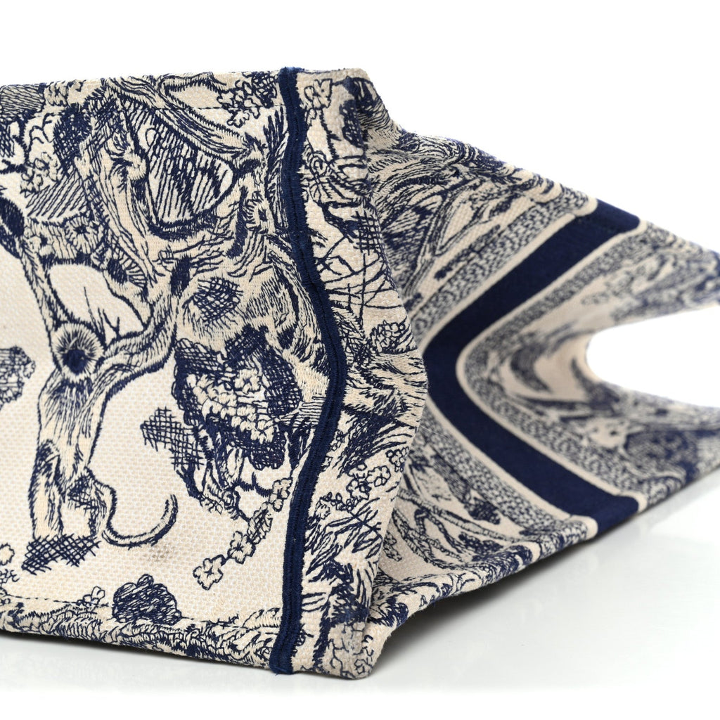 Canvas Embroidered Large Dioriviera Toile De Jouy Book Tote Blue
