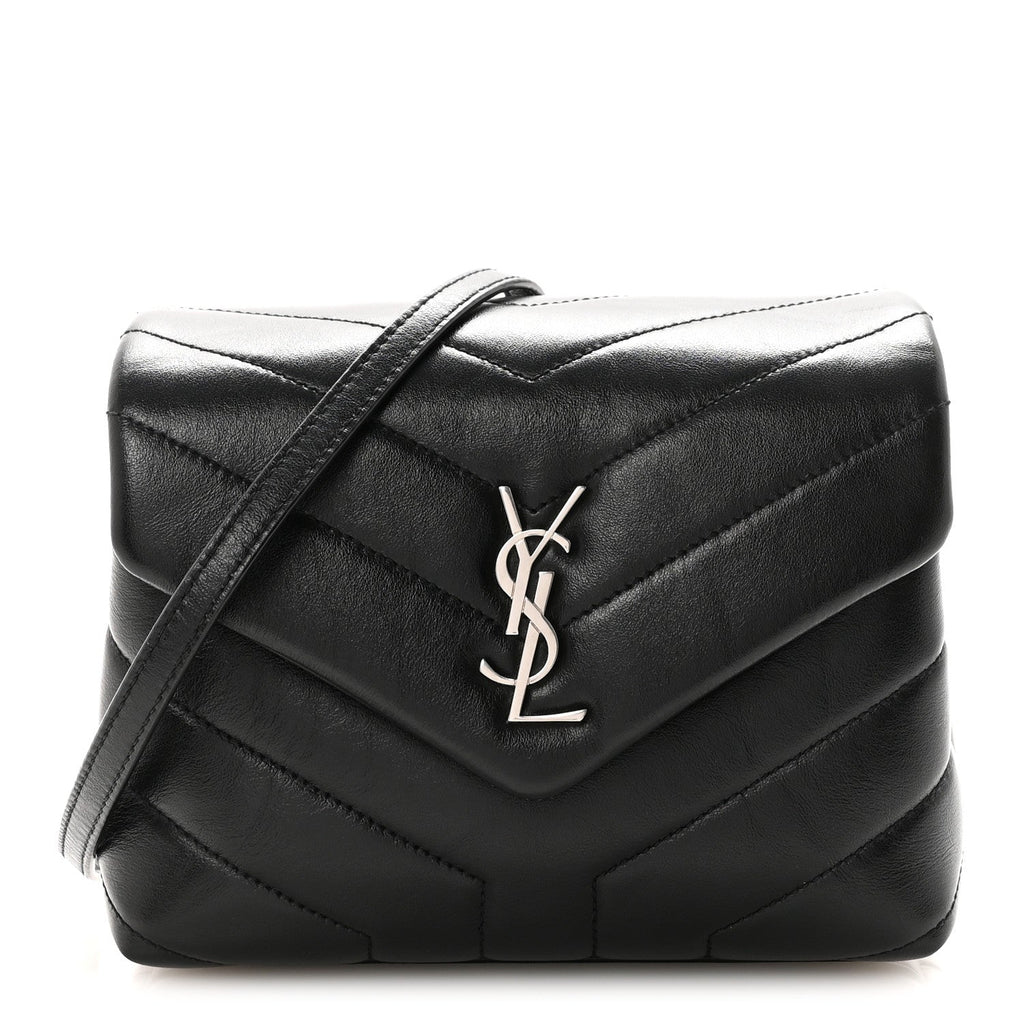 Calfskin Y Quilted Monogram Toy Loulou Crossbody Bag Black