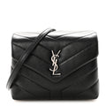 Calfskin Y Quilted Monogram Toy Loulou Crossbody Bag Black