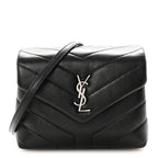 Calfskin Y Quilted Monogram Toy Loulou Crossbody Bag Black