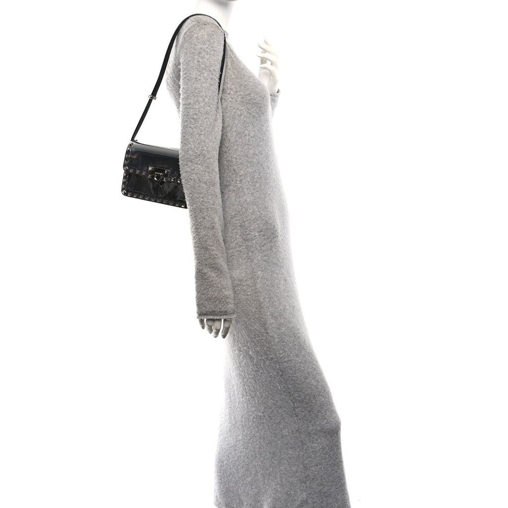 Mirror Calfskin Small Rockstud23 Shoulder Bag Silver