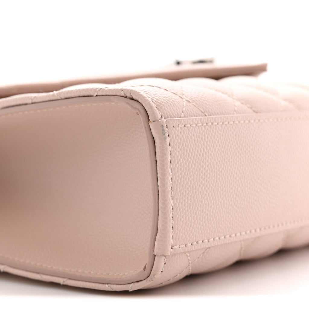 Grain De Poudre Textured Mixed Matelasse Medium Triquilt Monogram Satchel Marble Pink
