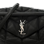 Lambskin Quilted Medium Loulou Puffer Monogram Chain Satchel Black