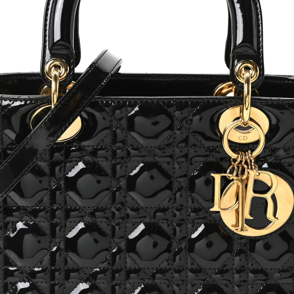 Patent Cannage Medium Lady Dior Black