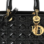 Patent Cannage Medium Lady Dior Black