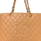 Caviar Quilted Grand Shopping Tote GST Beige