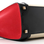 Canvas Smooth Calfskin Micro Tri-Color Luggage Carmin