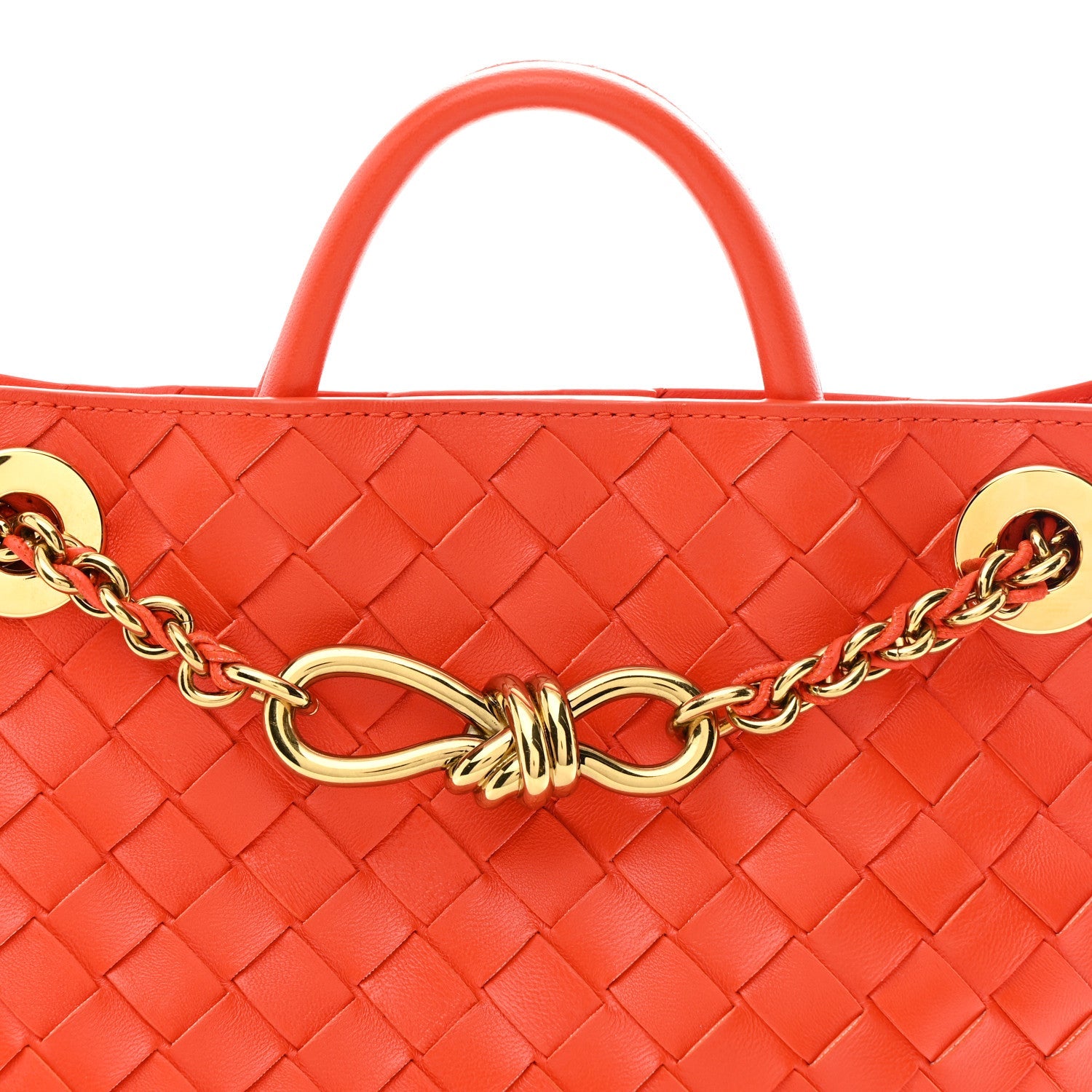 Nappa Intrecciato Small Andiamo With Chain Shoulder Bag Orange