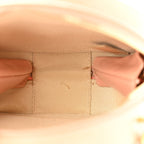 Glazed Calfskin Round As Earth Evening Bag Beige