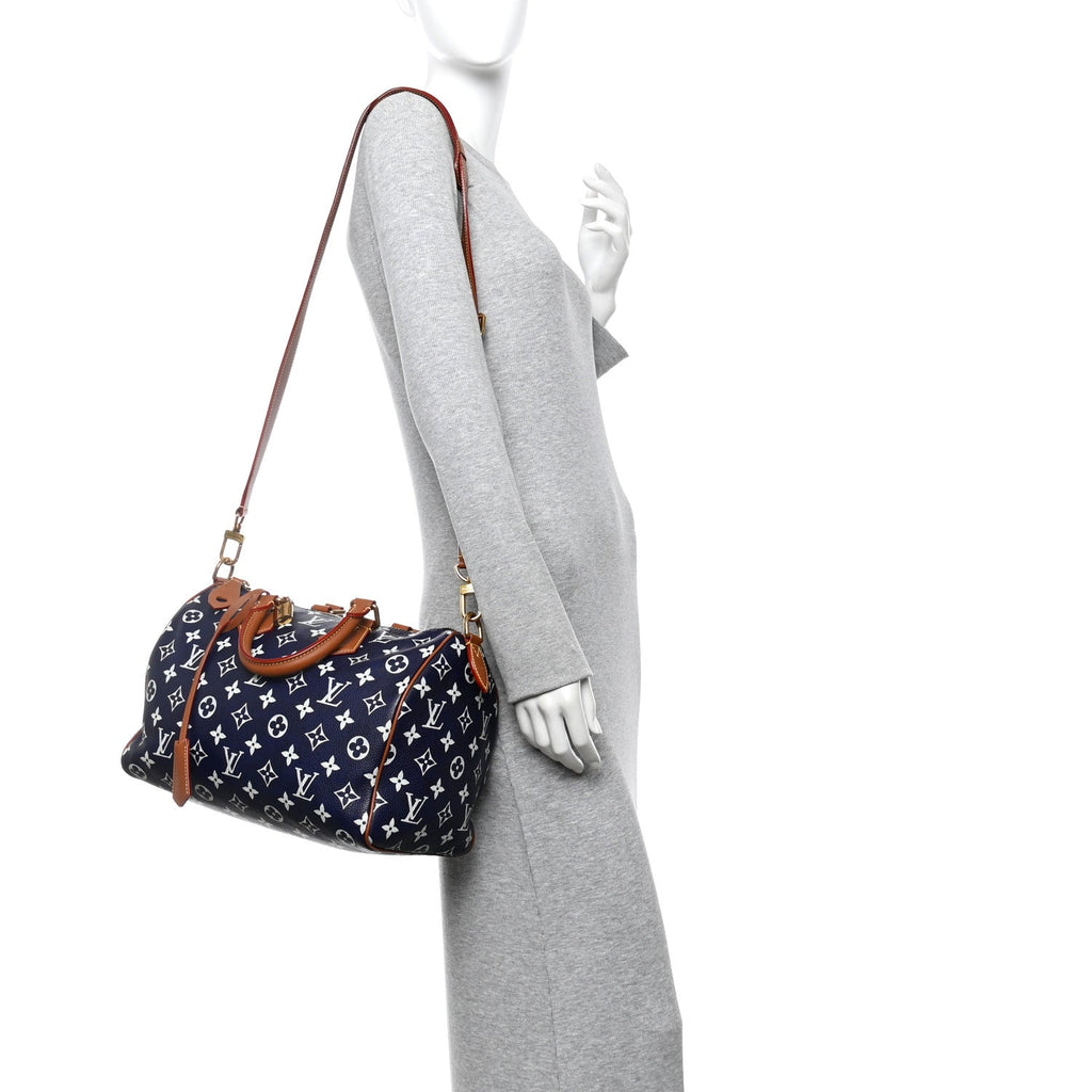 Calfskin Monogram Speedy P9 Bandouliere 30 Indigo