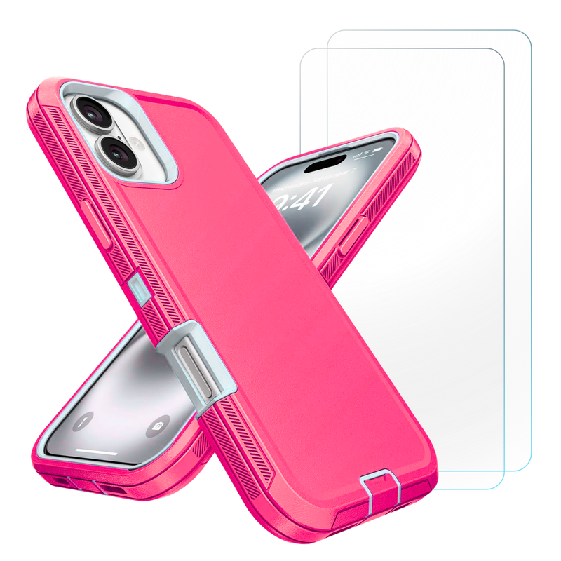 Entronix Bundle Compatible with iPhone 16 Plus - Heavy Duty Case & 2 Clear Screen Protectors