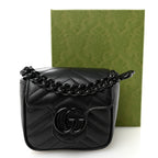 Calfskin Matelasse Monochrome GG Marmont Chain Mini Belt Bag Black