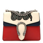 Calfskin Crystal Snake Embroidered Mini Dionysus Shoulder Bag Mystic White Hibiscus Red Blue Agata