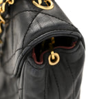 Lambskin Quilted Half Moon Flap Black